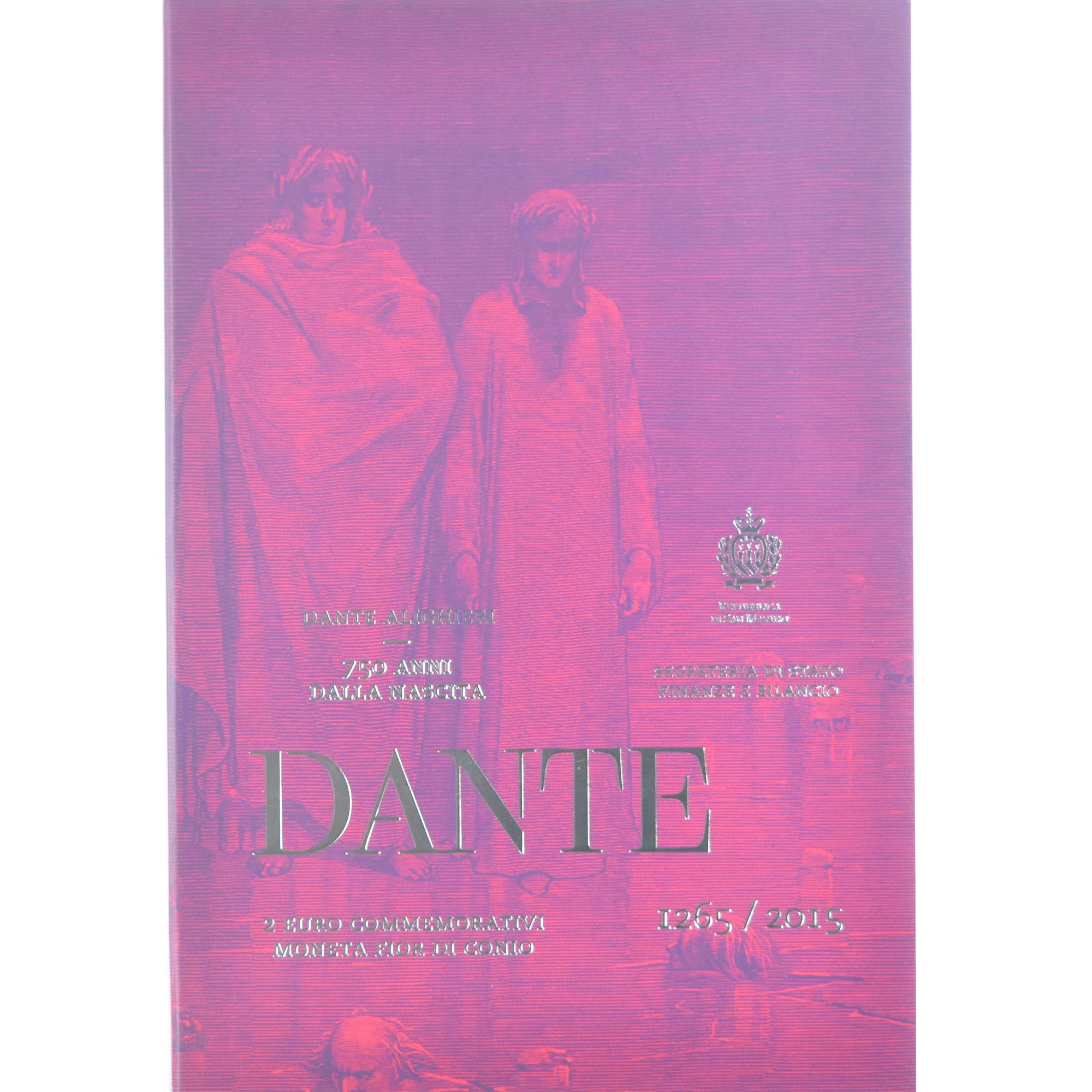 San Marino, 
  
  2 eura, 
  
  750 let výročí De La Naissance De Dante