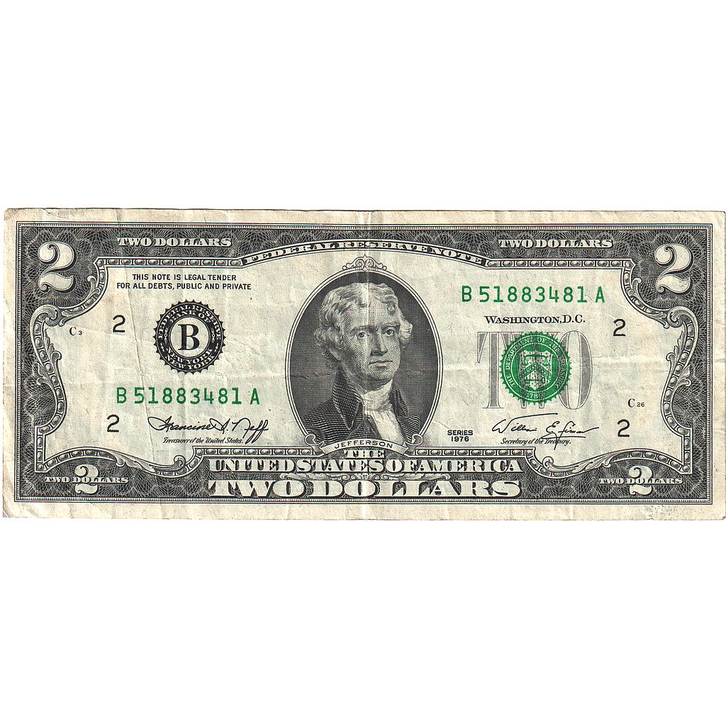 Spojené státy, 
  
  2 dolary, 
  
  1976