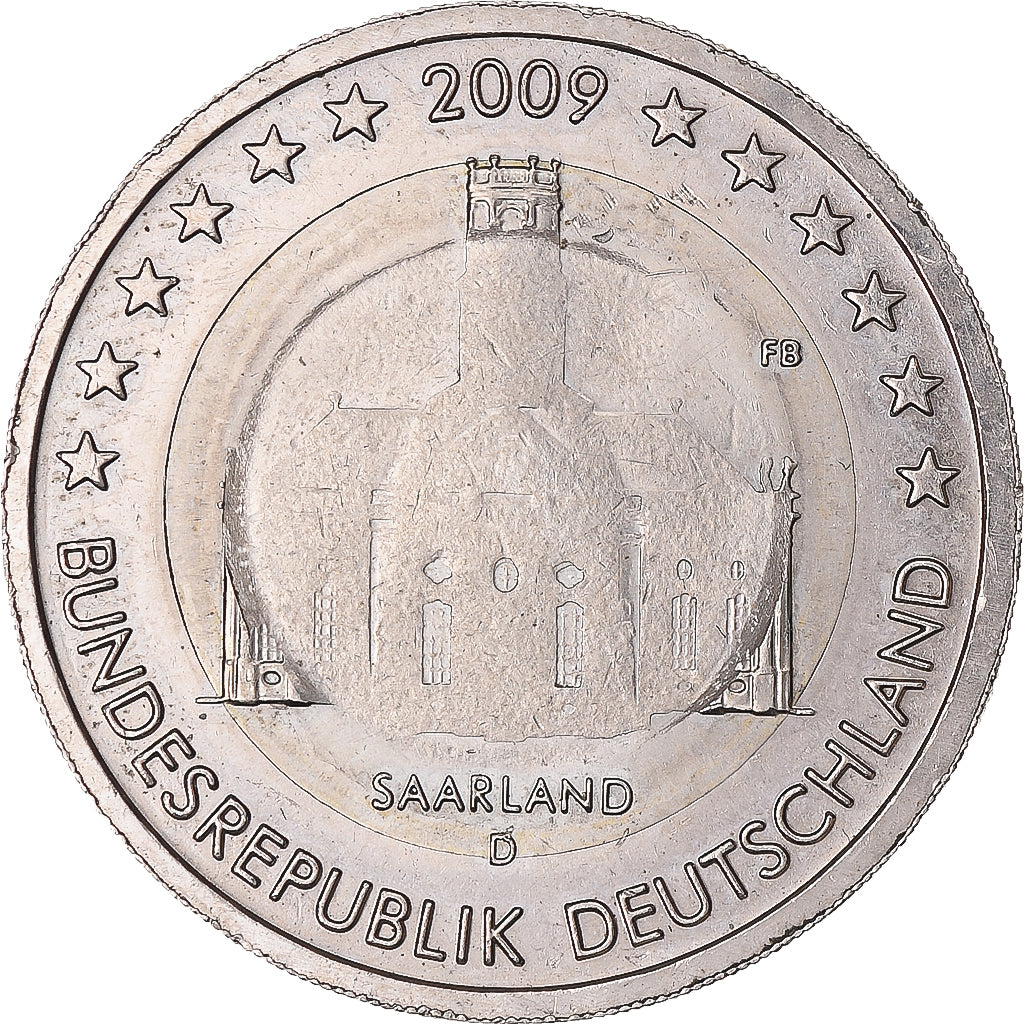 Německo, 
  
  2 eura, 
  
  Sársko